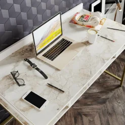 Homitis Bureau Tumata doré/blanc - 119.5x62x75.2 cm