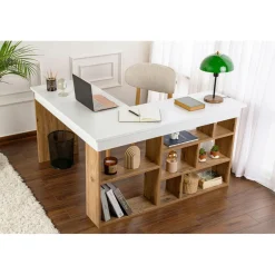 Homitis Bureau Vesper blanc/pin - 130x72x50 cm