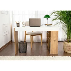 Homitis Bureau Vesper blanc/pin - 130x72x50 cm