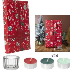 Home Deco Factory Calendrier de l'avent Photophores & Bougies Parfumées rouge - 21.7x37x4.2 cm