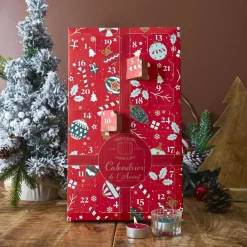 Home Deco Factory Calendrier de l'avent Photophores & Bougies Parfumées rouge - 21.7x37x4.2 cm