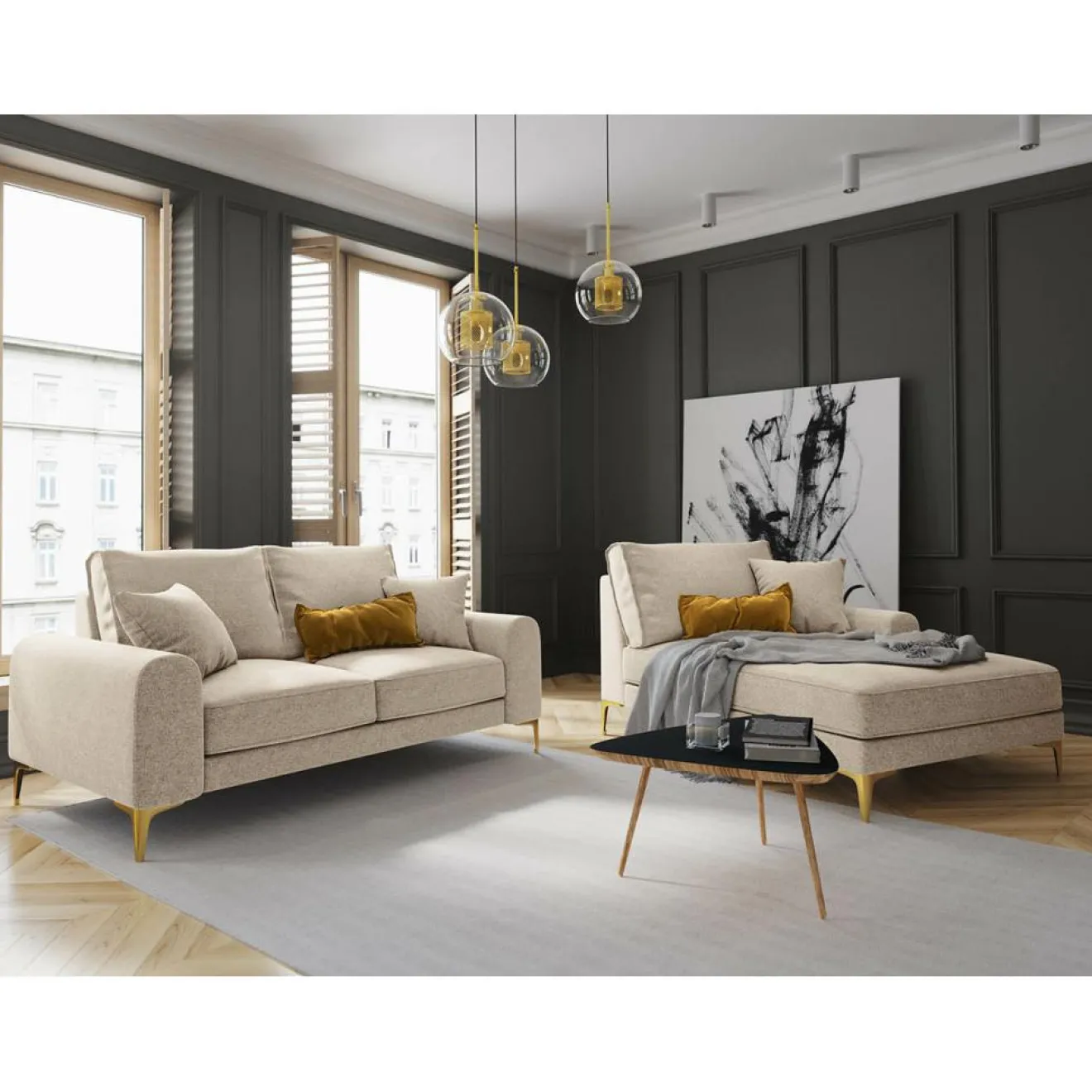 Mazzini Sofas Canapé 2 places Madara beige - 172x102x90 cm