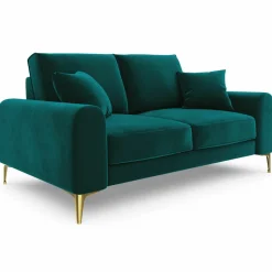Mazzini Sofas Canapé 2 places velours madara turquoise - 172x102x90 cm