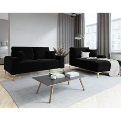 Mazzini Sofas Canapé 2 places velours madara noir - 172x102x90 cm