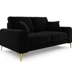 Mazzini Sofas Canapé 2 places velours madara noir - 172x102x90 cm