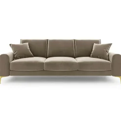 Mazzini Sofas Canapé 3 places velours madara beige - 222x102x90 cm