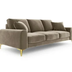 Mazzini Sofas Canapé 3 places velours madara beige - 222x102x90 cm