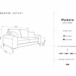 Mazzini Sofas Canapé 2 places velours madara vert bouteille - 172x102x90 cm