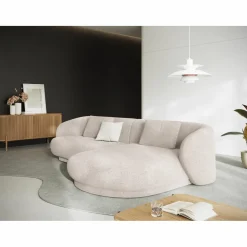 Discount Mazzini Sofas Canapé angle droit Linden Chenille 4 Places beige - 289x177x72 cm