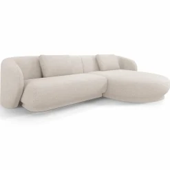 Discount Mazzini Sofas Canapé angle droit Linden Chenille 4 Places beige - 289x177x72 cm