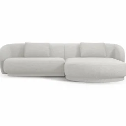 Mazzini Sofas Canapé angle droit Linden Chenille 4 Places argenté chiné - 289x177x72 cm