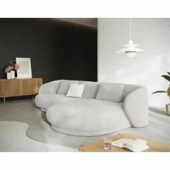 Mazzini Sofas Canapé angle droit Linden Chenille 4 Places argenté chiné - 289x177x72 cm