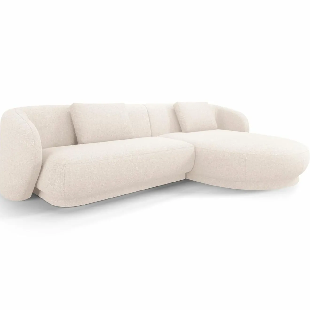 Mazzini Sofas Canapé angle droit Linden Chenille 4 Places beige clair - 289x177x72 cm