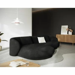 Mazzini Sofas Canapé angle gauche Linden Chenille 4 Places noir - 289x177x72 cm