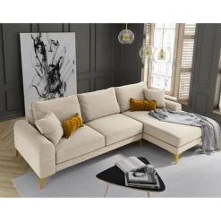 Outlet Mazzini Sofas Canapé d'angle droit 5 places Madara beige - 254x182x90 cm