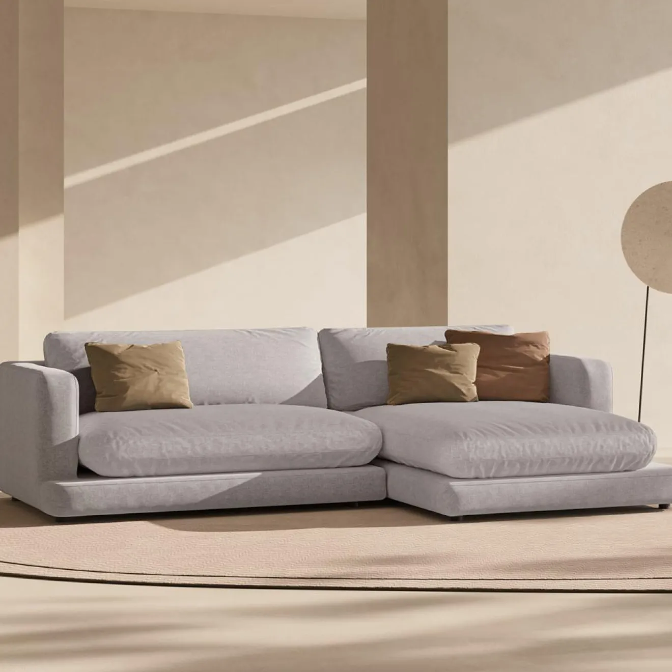 Mazzini Sofas Canapé d'angle droit Daphne 4 Places Gris chaud - 270x170x86 cm