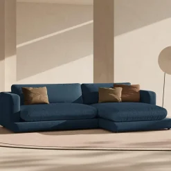 Mazzini Sofas Canapé d'angle droit Daphne 4 Places Bleu Marine - 270x170x86 cm