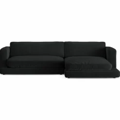 Mazzini Sofas Canapé d'angle droit en Velours Daphne 4 Places Noir - 270x170x86 cm