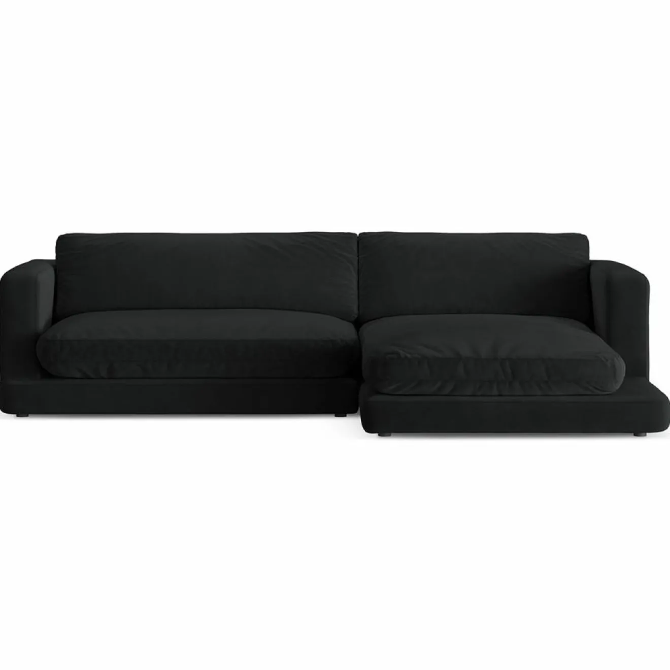 Mazzini Sofas Canapé d'angle droit en Velours Daphne 4 Places Noir - 270x170x86 cm