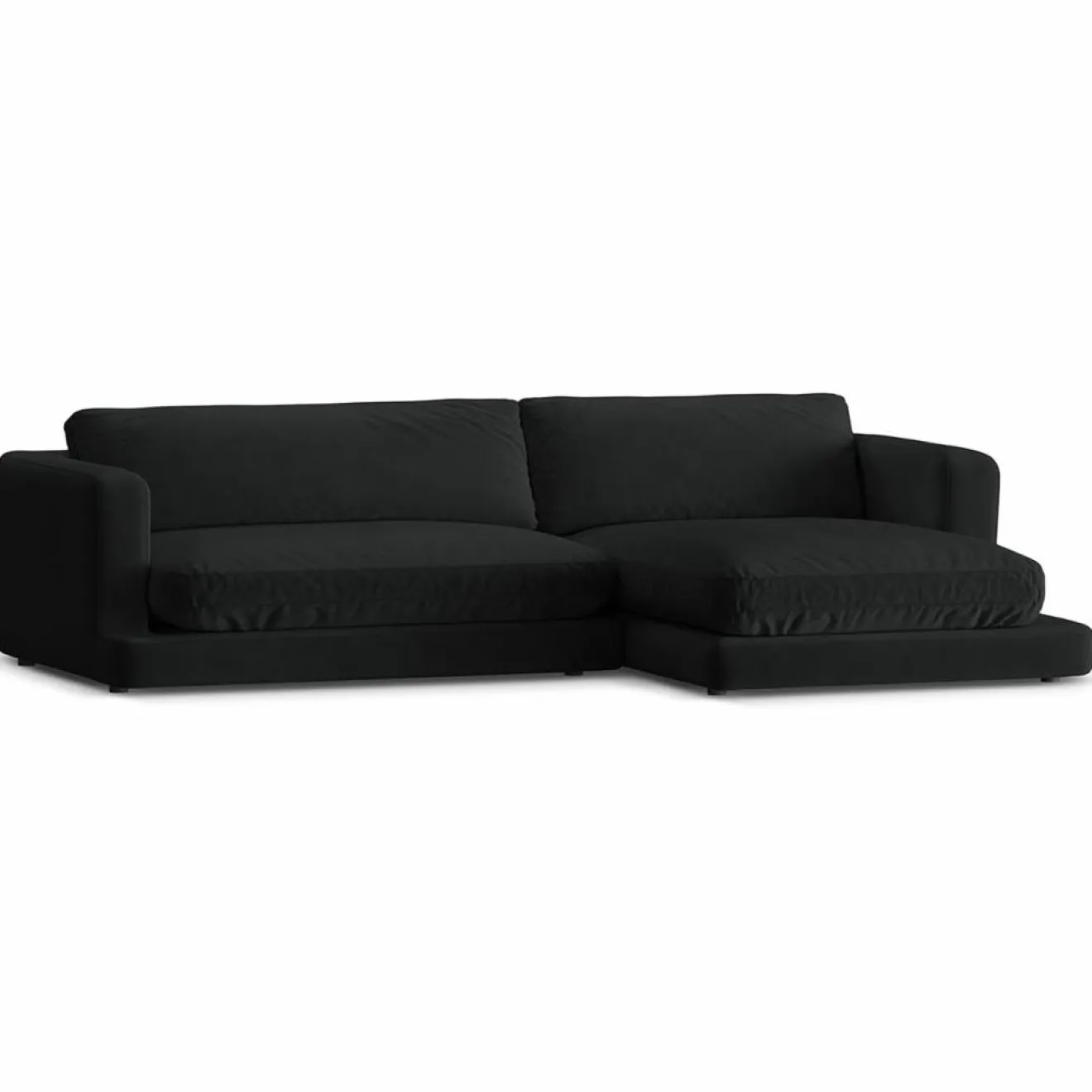 Mazzini Sofas Canapé d'angle droit en Velours Daphne 4 Places Noir - 270x170x86 cm