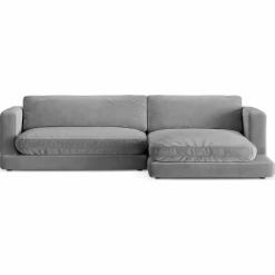 New Mazzini Sofas Canapé d'angle droit en Velours Daphne 4 Places Gris Clair - 270x170x86 cm