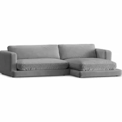 New Mazzini Sofas Canapé d'angle droit en Velours Daphne 4 Places Gris Clair - 270x170x86 cm