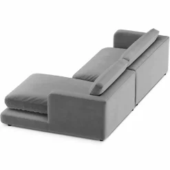 New Mazzini Sofas Canapé d'angle droit en Velours Daphne 4 Places Gris Clair - 270x170x86 cm