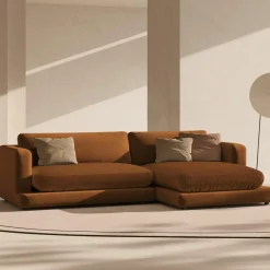 Online Mazzini Sofas Canapé d'angle droit en Velours Daphne 4 Places Terracotta - 270x170x86 cm