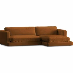 Online Mazzini Sofas Canapé d'angle droit en Velours Daphne 4 Places Terracotta - 270x170x86 cm