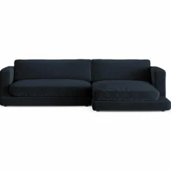 Mazzini Sofas Canapé d'angle droit en Velours Daphne 4 Places Bleu Foncé - 270x170x86 cm