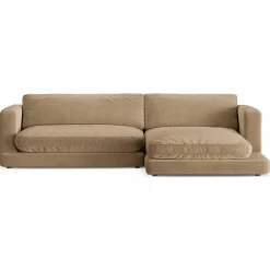 Mazzini Sofas Canapé d'angle droit en Velours Daphne 4 Places Beige Foncé - 270x170x86 cm
