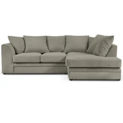 Mazzini Sofas Canapé d'angle Droit Quince Velours côtelé 4 Places gris clair - 221x171x80 cm