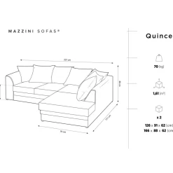 Mazzini Sofas Canapé d'angle droit Quince 4 Places gris foncé - 221x171x80 cm
