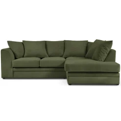 Online Mazzini Sofas Canapé d'angle Droit Quince Velours côtelé 4 Places vert - 221x171x80 cm
