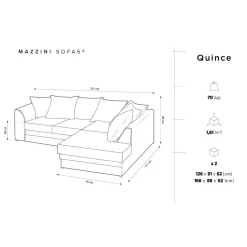 Online Mazzini Sofas Canapé d'angle Droit Quince Velours côtelé 4 Places vert - 221x171x80 cm