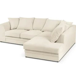 Mazzini Sofas Canapé d'angle Droit Quince Velours côtelé 4 Places beige clair - 221x171x80 cm