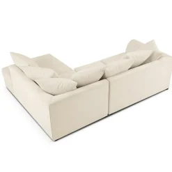 Mazzini Sofas Canapé d'angle Droit Quince Velours côtelé 4 Places beige clair - 221x171x80 cm