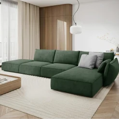 Sale Mazzini Sofas Canapé D'Angle Droit Vanda 5 Places 1 vert bouteille - 386x166x85 cm