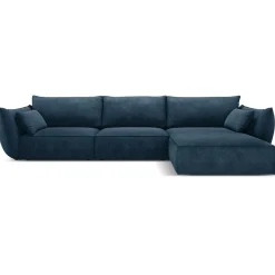Mazzini Sofas Canapé D'Angle Droit Vanda 5 Places 2 bleu roi - 208x166x85 cm