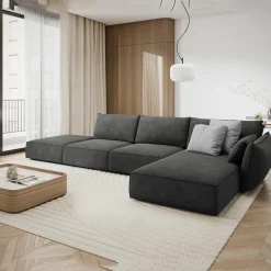 Clearance Mazzini Sofas Canapé D'Angle Droit Vanda 5 Places 1 gris - 386x166x85 cm