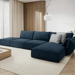 Hot Mazzini Sofas Canapé D'Angle Droit Vanda 5 Places 1 bleu roi - 386x166x85 cm
