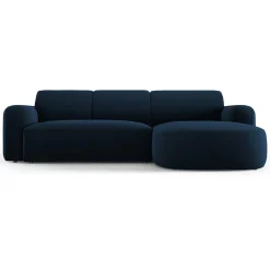 Best Mazzini Sofas Canapé d'angle droit Velours Jasmin 4 Places bleu roi - 250x170x72 cm