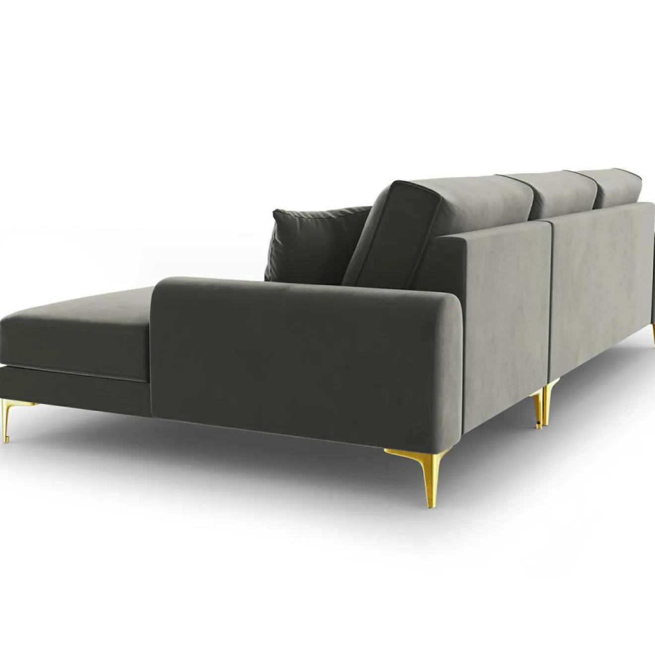 Clearance Mazzini Sofas Canapé d'angle droit velours madara gris - 254x182x90 cm