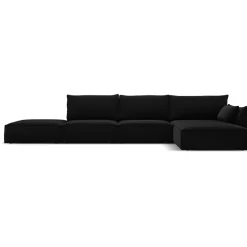 Mazzini Sofas Canapé d'angle droit Velours Vanda 5 Places noir - 386x166x85 cm