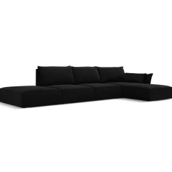 Mazzini Sofas Canapé d'angle droit Velours Vanda 5 Places noir - 386x166x85 cm