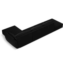 Mazzini Sofas Canapé d'angle droit Velours Vanda 5 Places noir - 386x166x85 cm