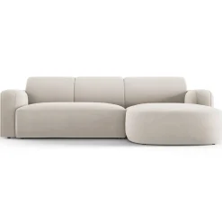 Mazzini Sofas Canapé d'angle droit Velours Jasmin 4 Places beige - 250x170x72 cm