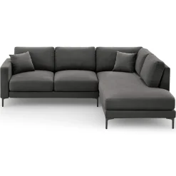 Discount Mazzini Sofas Canapé d'angle Droit Velours Venus 5 Places gris - 254x185x90 cm
