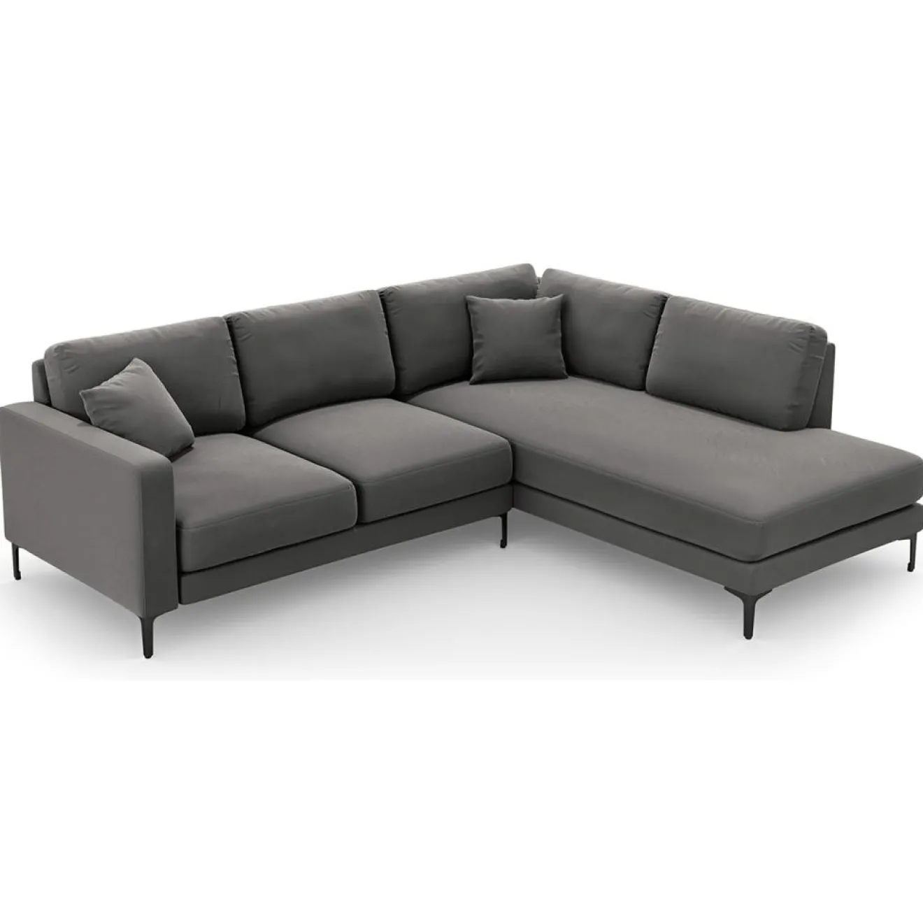 Discount Mazzini Sofas Canapé d'angle Droit Velours Venus 5 Places gris - 254x185x90 cm