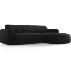 Sale Mazzini Sofas Canapé d'angle droit Velours Jasmin 4 Places noir - 250x170x72 cm